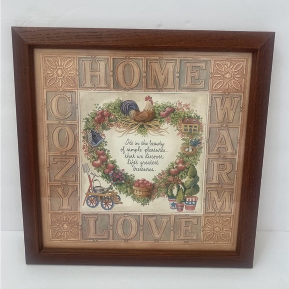 Home Interiors Cozy Home Love Warm Framed Wall Picture Print 11"x11" - Picture 1 of 6